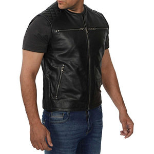 New Custom Made Mens <b>Slim</b> <b>Fit</b> Casual Fashionable Leather Vest Biker Leather Vest <b>Jackets</b> for Mens - Product Image 2