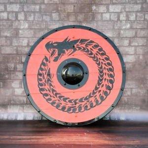 Bouclier de dragon rond médiéval personnalisé, authentique bouclier en bois viking pour les batailles par fabricant de couteaux - Product Image 4