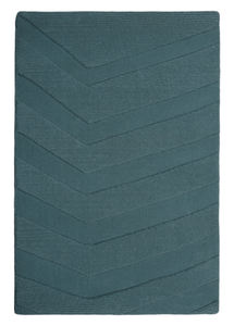Alfombra Rectangular Delgada de Lana 100% Teal con Rayas Modernas, Textura de Pelo Medio, Tejida a Mano, Ecológica, para Sala de Estar/Hogar - Product Image 2