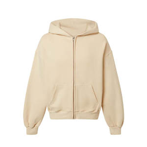 Sweat à capuche avec logo personnalisé pour hommes Polaire surdimensionnée 100% coton épais sans cordon de serrage avec fermeture éclair pour l'hiver - Product Image 6