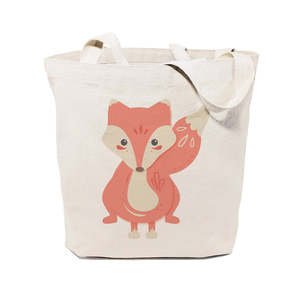 Fox Cotton Canvas Tote <b>Bag</b> Eco-Friendly Fabric Diverse Letter Cartoon Screen Heat Transfer <b>Long</b> Medium for Daily Use Advertising - Product Image 1
