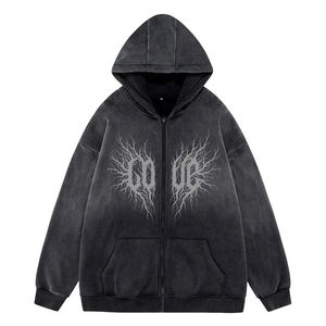 Sweat à capuche vintage en molleton lourd 500GSM personnalisé, délavé au soleil, délavé à l'acide, délavé à la pierre, pour homme - Product Image 4