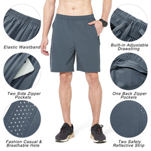 Pantalones cortos deportivos de entrenamiento para correr para hombre, pantalones cortos transpirables de talla grande de Color sólido de una sola capa con logotipo personalizado para hombre - Product Image 3