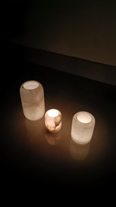 โถเทียนโอนิกซ์อลาบาสเตอร์หรูหราตกแต่งบ้านโคมไฟหินและที่วางเทียนสำหรับไฟชา Eid Mubarak - Product Image 6