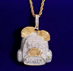 Fabuloso colgante de Hip Hop completamente helado personalizado 10 CTW brillante moissanita rodio plateado oro blanco 925 plata esterlina - Product Image 1