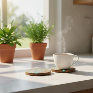 Posavasos de Madera Ecológicos con Patrón Natural de Rayos |   Accesorios de Mesa Duraderos para el Hogar, Hoteles, Restaurantes y Cafeterías - Product Image 4