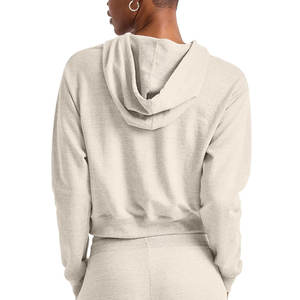 Sudadera CON CAPUCHA DE MODA simple personalizada corta de Color sólido hombro caído sudadera Casual Spandex/poliéster todas las estaciones para mujer - Product Image 2