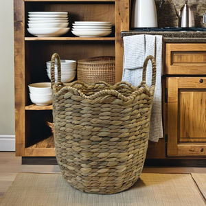 Panier rond en jacinthe d'eau de luxe écologique - Rangement polyvalent - Product Image 6