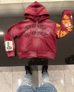 Custom Logo <b>Vintage</b> Acid Wash <b>Oversized</b> Full Zip Hoodie Unisex Winter Streetwear Heavyweight 100% Cotton fleece <b>sweatshirts</b> - Product Image 1