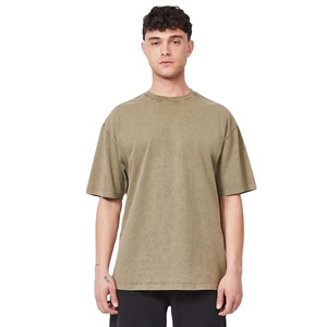 Respirant personnalisé à manches courtes hommes surdimensionné lavage à l'acide t-shirts en gros pas cher prix OEM lavé à l'acide t-shirt - Product Image 1