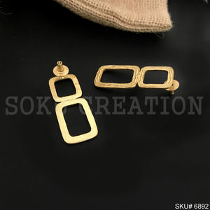 SKU6892ต่างหูเม็ดใหญ่ทำด้วยมือชุบทอง - Product Image 2