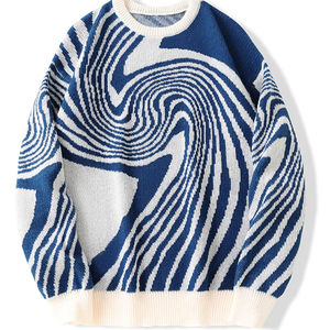 New Popular Autumn Winter Solid <b>Pullover</b> <b>Sweater</b> Polyester/Cotton Wool Liner Casual Neck Contrast Color Knitted Men's - Product Image 1