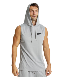 เสื้อกล้ามมีฮู้ดสำหรับผู้ชายเสื้อกล้ามออกกำลังกายแขนกุดสำหรับเพาะกายกล้ามเนื้อลำลองผ้าใบ - Product Image 6