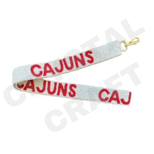 Sangle de sac à main Wildcat perle de rocaille en or blanc personnalisé Sangles de sac à la mode avec design perlé Go Wildcats! - Product Image 5