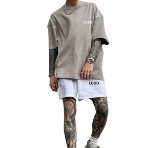 Venta al por mayor a granel de algodón camiseta de verano para hombre conjunto corto conjunto de verano para hombre conjunto de pantalones cortos de lino y algodón - Product Image 4