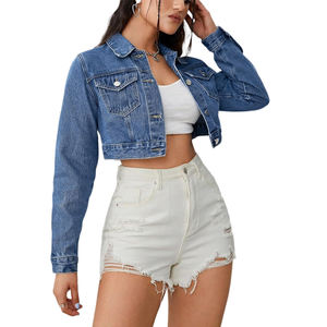 Nueva moda precio barato mujeres Chaquetas cortas de mezclilla venta directa de fábrica mejor precio mujeres chaquetas de mezclilla recortadas para la venta - Product Image 5