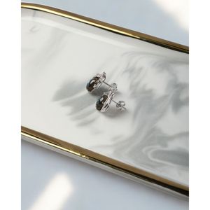 <b>Shell</b> Stud Earrings with Bezel Set Abalone Plant Design - Product Image 4