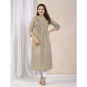Kurti vert imprimé Butti, vêtement traditionnel régional - Product Image 3
