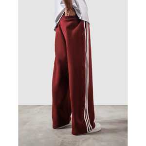 Pantalon Heritage pour femme, respirant, rouge bordeaux, taille mi-haute, styles décontractés à jambe large et à coupe crayon, fermeture élastique, technique froissée, taille XL - Product Image 2