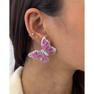 Boucles d'oreilles en diamant rouge rubis - Style Meant to Fly - Product Image 3