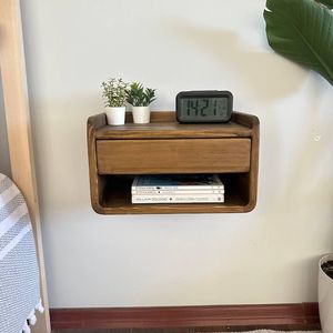 Handmade Eco-Friendly <b>Floating</b> Wall-Mounted <b>Nightstand</b> Storage Wooden Bedroom Furniture Modern Design Living Room - Product Image 1