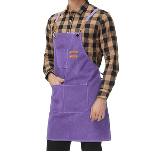 Uniforme de chef parfait Tablier de cuisine à bavette Tablier en toile de coiffeur en coton denim Tablier de travail pour hommes avec poches à outils pour la cuisine et la pâtisserie - Product Image 2