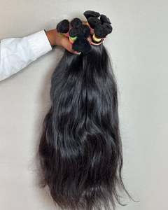 Sin procesar 100% Raw South Indian Straight Natural Bundle Color Black Weaving Virgin Remy Machine Doble trama Cabello humano profundo - Product Image 3