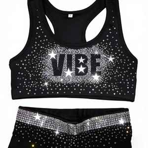 Uniformes de Porristas Estampados al por Mayor 2026, Ropa de Práctica 100% Poliéster, Ropa Deportiva Brillante y Sexy para Entrenamiento - Product Image 6