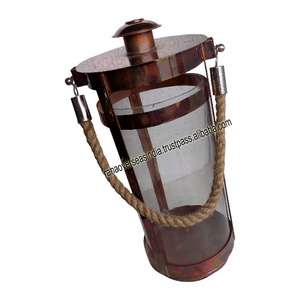 Factory Hot Sale Price Iron Hanging Candle <b>Lanterns</b> With Roap Handle for Weddings Livingroom Entryway Decoration - Product Image 1