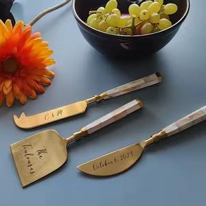 Gold Stainless Steel Cheese Knife Set With Marble Handle Tabletop Dining <b>Gadgets</b> Kitchenware Centerpiece - Product Image 2