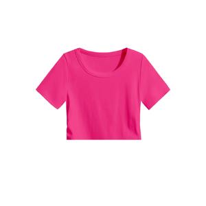 Camisas cortas lisas para mujer de alta calidad personalizadas 100% algodón transpirable moda de verano ropa informal de moda camiseta de mujer - Product Image 1