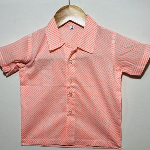 Camisa Casual de Algodón con Estampado Geométrico para Niños, con Cuello |   Camisa de Verano de Manga Corta con Botones - Product Image 4