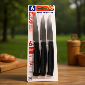 Juego de cuchillos para carne Inox 6 piezas hoja dentada 11 cm Negro 82006N - Product Image 3