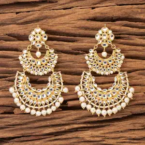 Indo Western Long Double Chand Earring with gold plating 8908 in artificial wholesale jewellery