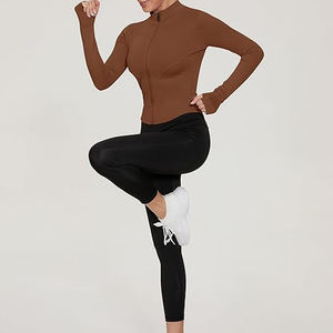 Top de yoga con cremallera ajustada para mujer, ropa deportiva para fitness y gimnasio, ropa deportiva para fitness - Product Image 5