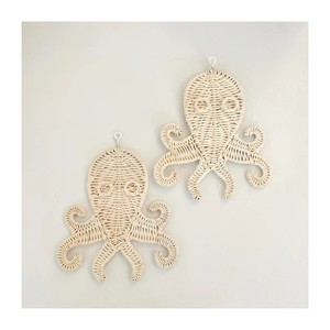 Pegatina de pared para decoración de dormitorio de niños, pegatinas decorativas de pulpo de animales tejidos a mano de ratán, OEM aceptado - Product Image 1