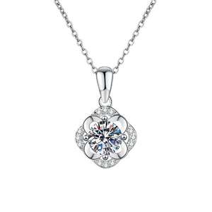 Collier tendance pour femme en argent sterling 925, forme de moulin à vent, taille brillant, moissanite 1 carat, multicolore, trèfle à quatre feuilles, magnifique - Product Image 1