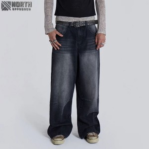Cheap Streetwear Stack Denim Pantalones Algodón Baggy Stacked Jeans Hombres Pantalones rectos largos Lavado Sólido Primavera Otoño - Product Image 2