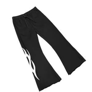 กางเกงวอร์มขายส่งสั่งทำคุณภาพสูงเอวยางยืดผ้าฝ้าย 100% ลายปะติดสไตล์สตรีทลำลองทรงขาบานสำหรับผู้ชาย - Product Image 1