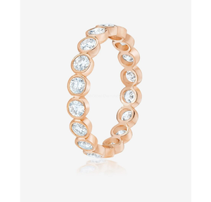 10K oro laboratorio cultivado diamante boda banda laboratorio diamante joyería corte redondo diamante banda compromiso anillo bisel eternidad banda redonda - Product Image 4