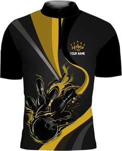 Maillots de bowling respirants et écologiques à col zippé avec graphiques sublimés personnalisés, service OEM pour clubs et ligues - Product Image 3