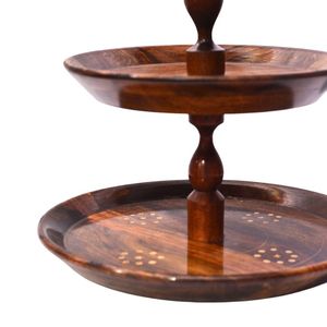 Elegante Soporte de Madera Tradicional de 3 Niveles para Pastel, Hermoso y Natural Soporte para Pastel de Bodas, Soporte para Cupcakes, Artesanía de Madera de Pakistán - Product Image 5