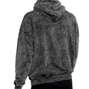 Sweat à capuche vintage d'hiver pour homme, 100 % coton molletonné, délavé à l'acide et à la pierre, imprimé sur mesure, haute qualité, vente en gros - Product Image 5