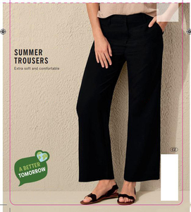 Pantalon décontracté taille mi-haute pour femme, style rétro européen et américain, nouvelle collection 2026, en viscose/coton écologique, polyvalent - Product Image 2