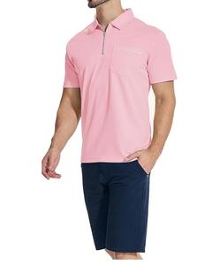 เสื้อโปโลมีซิปครึ่งสีชมพูแบบเรียบเสื้อโปโลมีกระเป๋าว่างเสื้อโปโลระบายอากาศได้ดีสำหรับยิมฟิตเนสยิม - Product Image 3