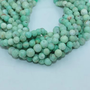 Cuentas Redondas Lisas de Crisoprasa Natural de Calidad AAA, 7-8 mm, Verde, Tienda de Gemas Indias, Hilo de 13 Pulgadas para la Elaboración de Joyas - Product Image 1