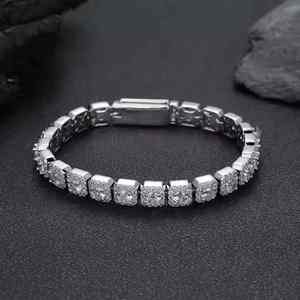 VVS Moissanite Hip Hop Iced Out Pulsera de diamantes de corte redondo Pulsera DE TENIS clásica para mujer Plata de Ley 925 - Product Image 1