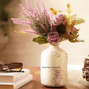 Vase à fleurs design moderne avec finition en marbre Décoration intérieure Vases en métal Décorations de table pour la maison et les fêtes de mariage - Product Image 2