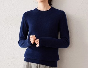 Sweatshirts unis au design personnalisé Nouveau streetwear respirant élégant pour femme 100% coton Sweats à capuche en tricot à col rond - Product Image 4