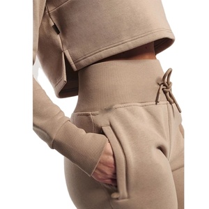 Jogging décontracté pour femme à taille haute, coupe droite, en coton extensible avec poches - Product Image 4